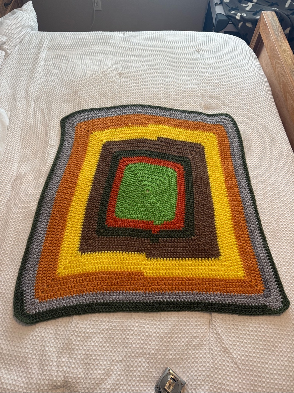Vintage 70s Style Handmade Crochet  Blanket